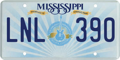 MS license plate LNL390