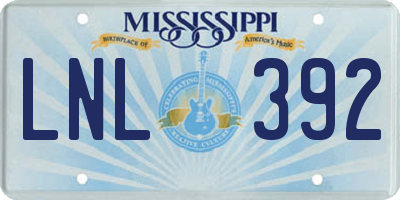MS license plate LNL392