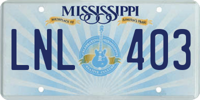 MS license plate LNL403