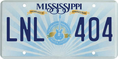 MS license plate LNL404
