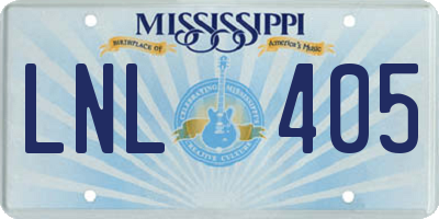MS license plate LNL405