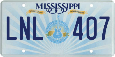 MS license plate LNL407