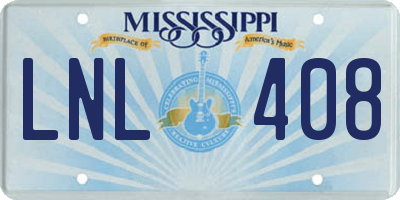 MS license plate LNL408