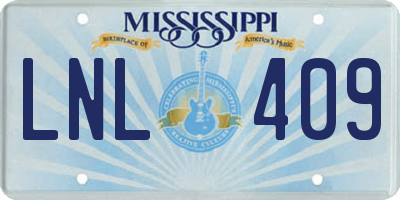 MS license plate LNL409