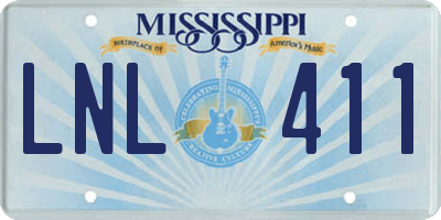 MS license plate LNL411