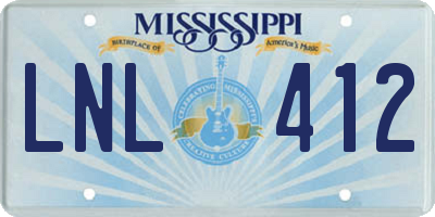 MS license plate LNL412