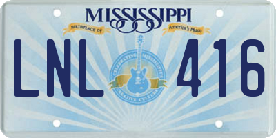 MS license plate LNL416