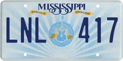 MS license plate LNL417