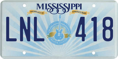 MS license plate LNL418