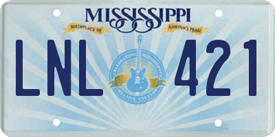 MS license plate LNL421