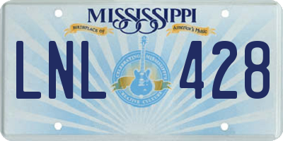 MS license plate LNL428