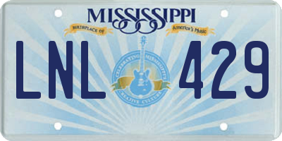 MS license plate LNL429