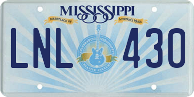 MS license plate LNL430