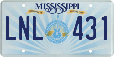 MS license plate LNL431
