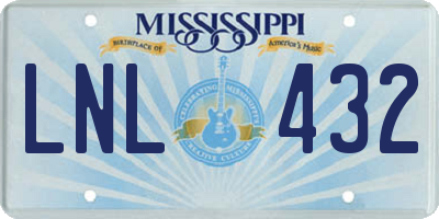 MS license plate LNL432