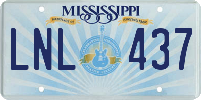 MS license plate LNL437