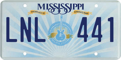 MS license plate LNL441