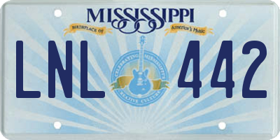MS license plate LNL442