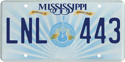 MS license plate LNL443