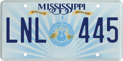 MS license plate LNL445