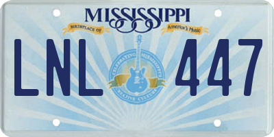 MS license plate LNL447