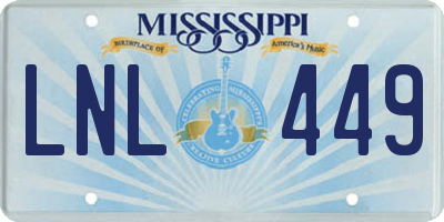 MS license plate LNL449