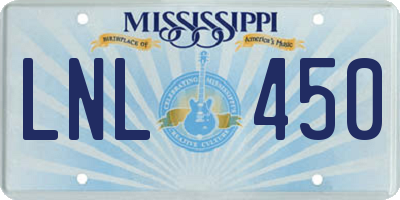 MS license plate LNL450