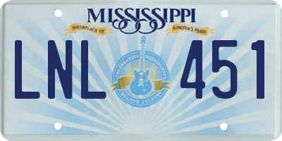 MS license plate LNL451