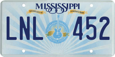MS license plate LNL452
