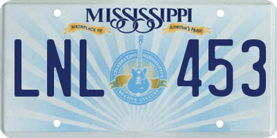 MS license plate LNL453