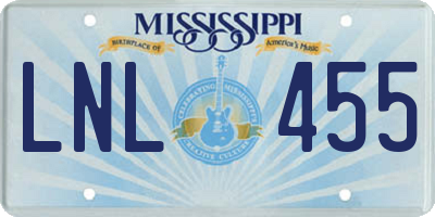 MS license plate LNL455