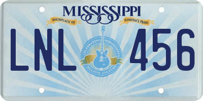MS license plate LNL456