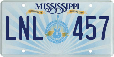 MS license plate LNL457