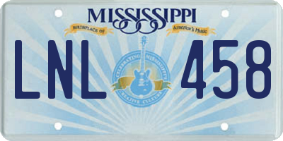 MS license plate LNL458