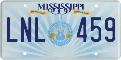 MS license plate LNL459