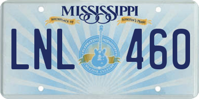 MS license plate LNL460