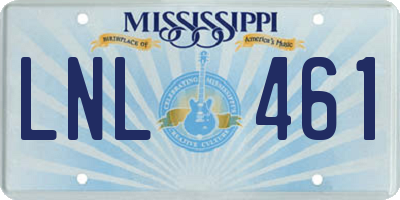 MS license plate LNL461