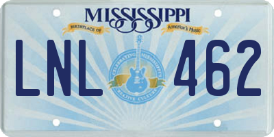 MS license plate LNL462