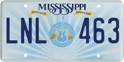 MS license plate LNL463