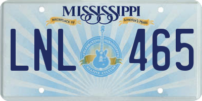 MS license plate LNL465