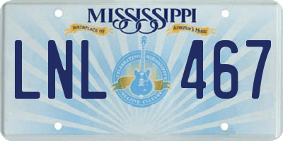 MS license plate LNL467