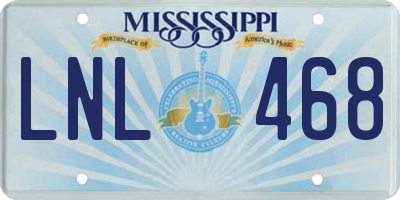MS license plate LNL468
