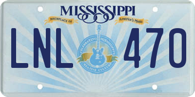 MS license plate LNL470