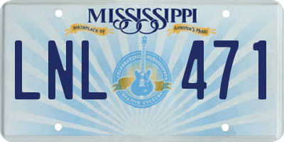 MS license plate LNL471