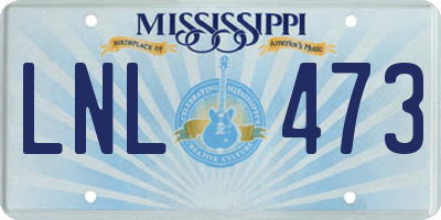 MS license plate LNL473