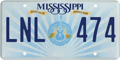 MS license plate LNL474