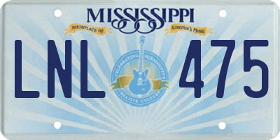 MS license plate LNL475