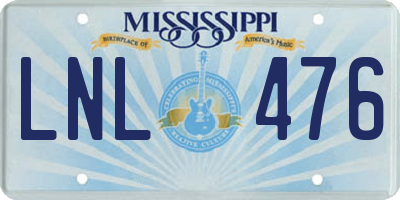 MS license plate LNL476