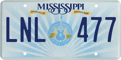 MS license plate LNL477