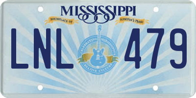 MS license plate LNL479